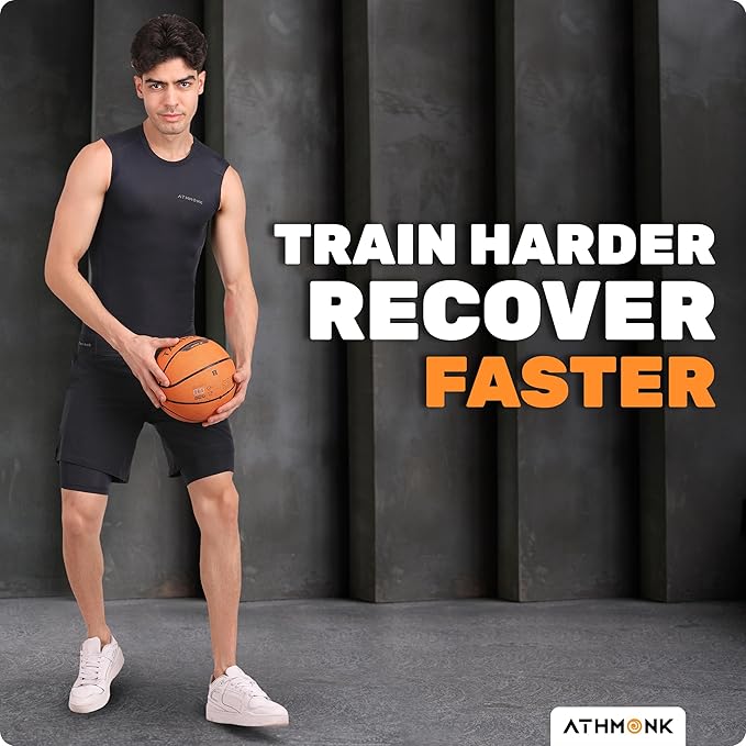 Athmonk Compression Vest Tank Body Shaper Without Sleeve for Men